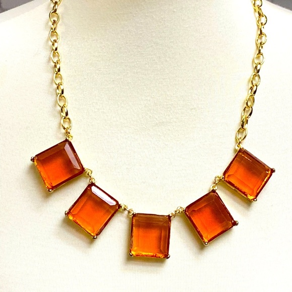 Vintage Bavette Necklace with Rustic Orange Glass - Picture 1 of 5